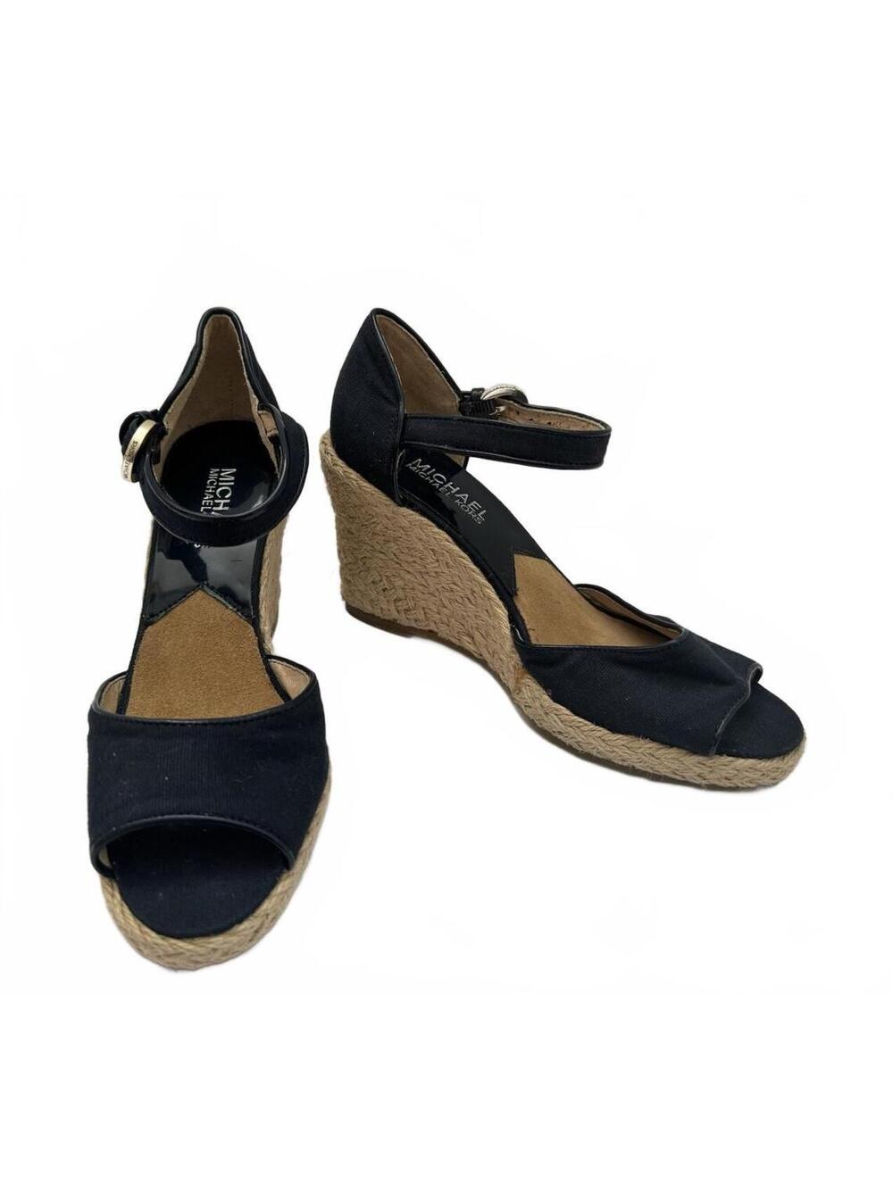 Michael Kors Women's Navy Blue Wedge Espadrille Ankle Strap Sandals, Size 5M, G
